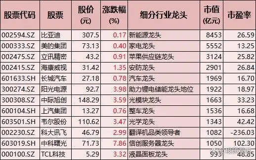 科技龙头股一览表_科技股牛市主线_A股科技龙头股
